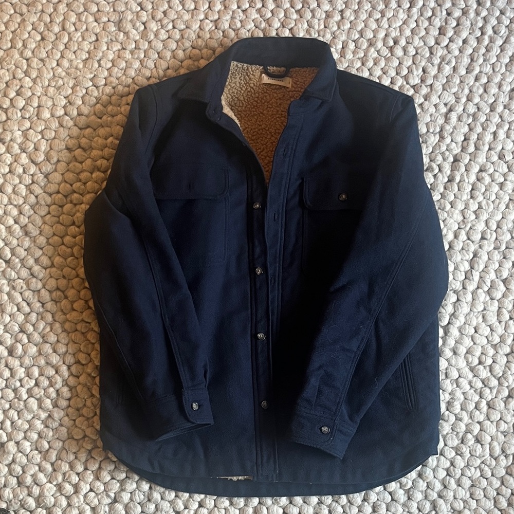 Everlane Men's Dark Blue Sherpa-Lined Jacket